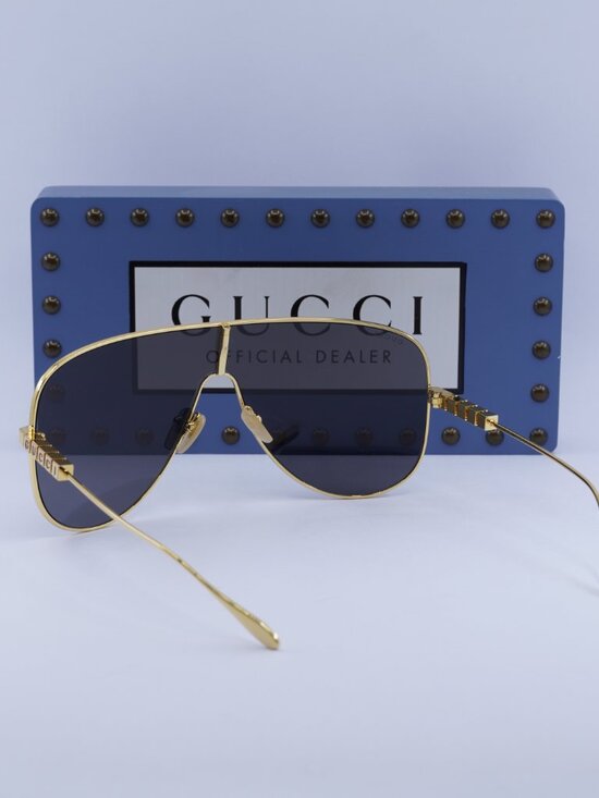 Gucci GG1436S 001 Shield Sunglasses - Yellow Gold/Grey main image 3